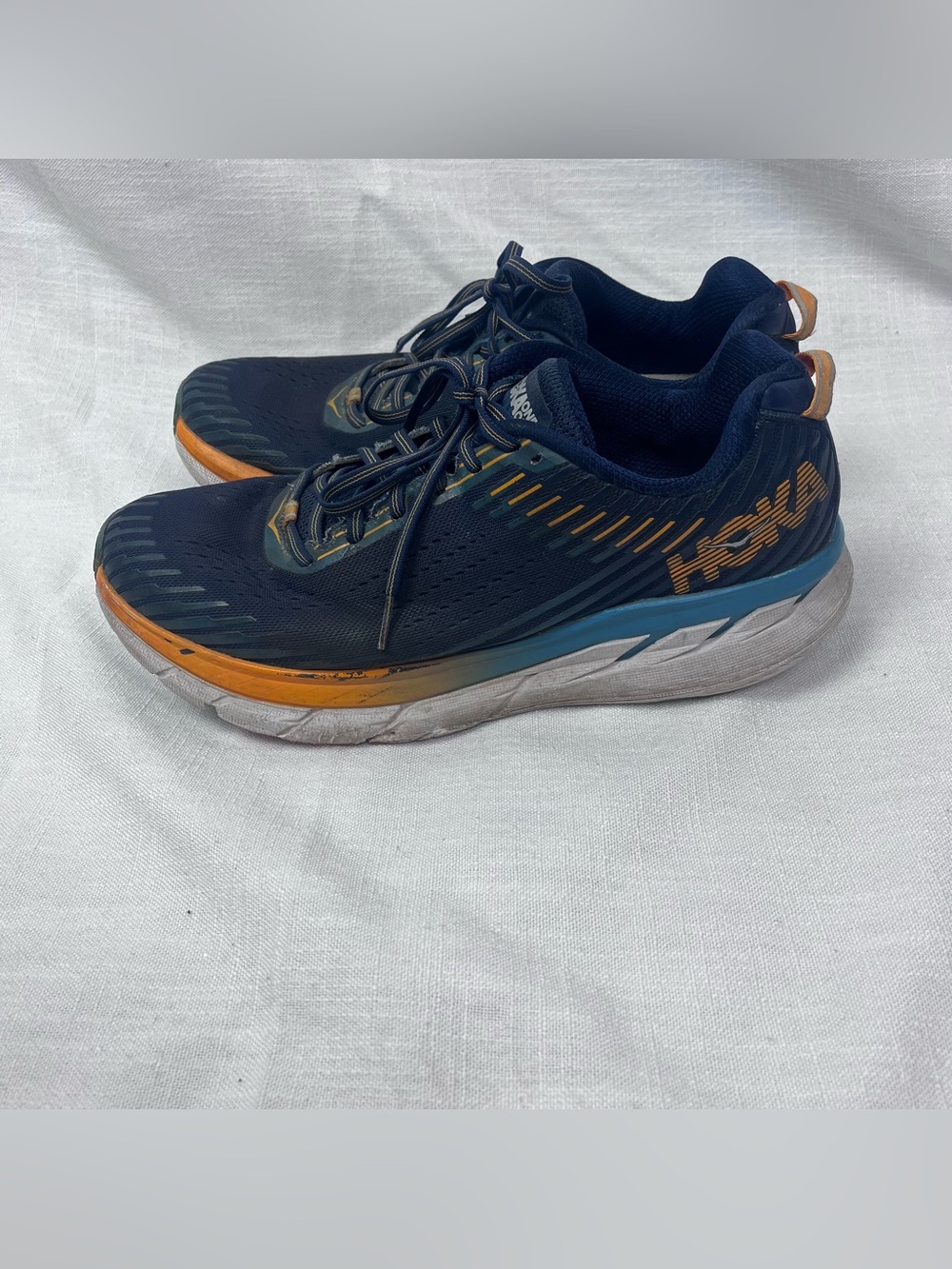 Hoka Men's Navy Blue and Orange Athletic Shoes